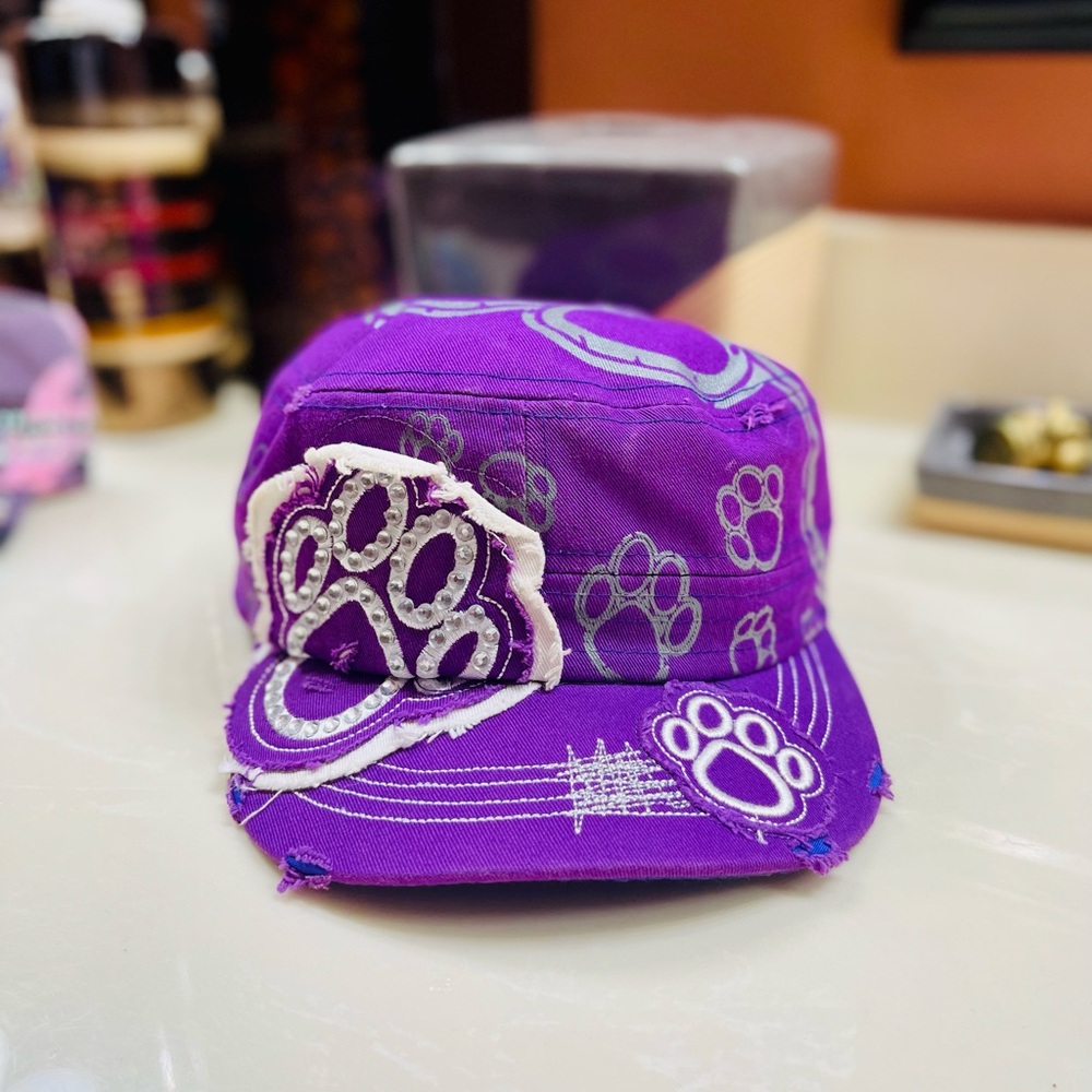 Purple Paw Print Cap